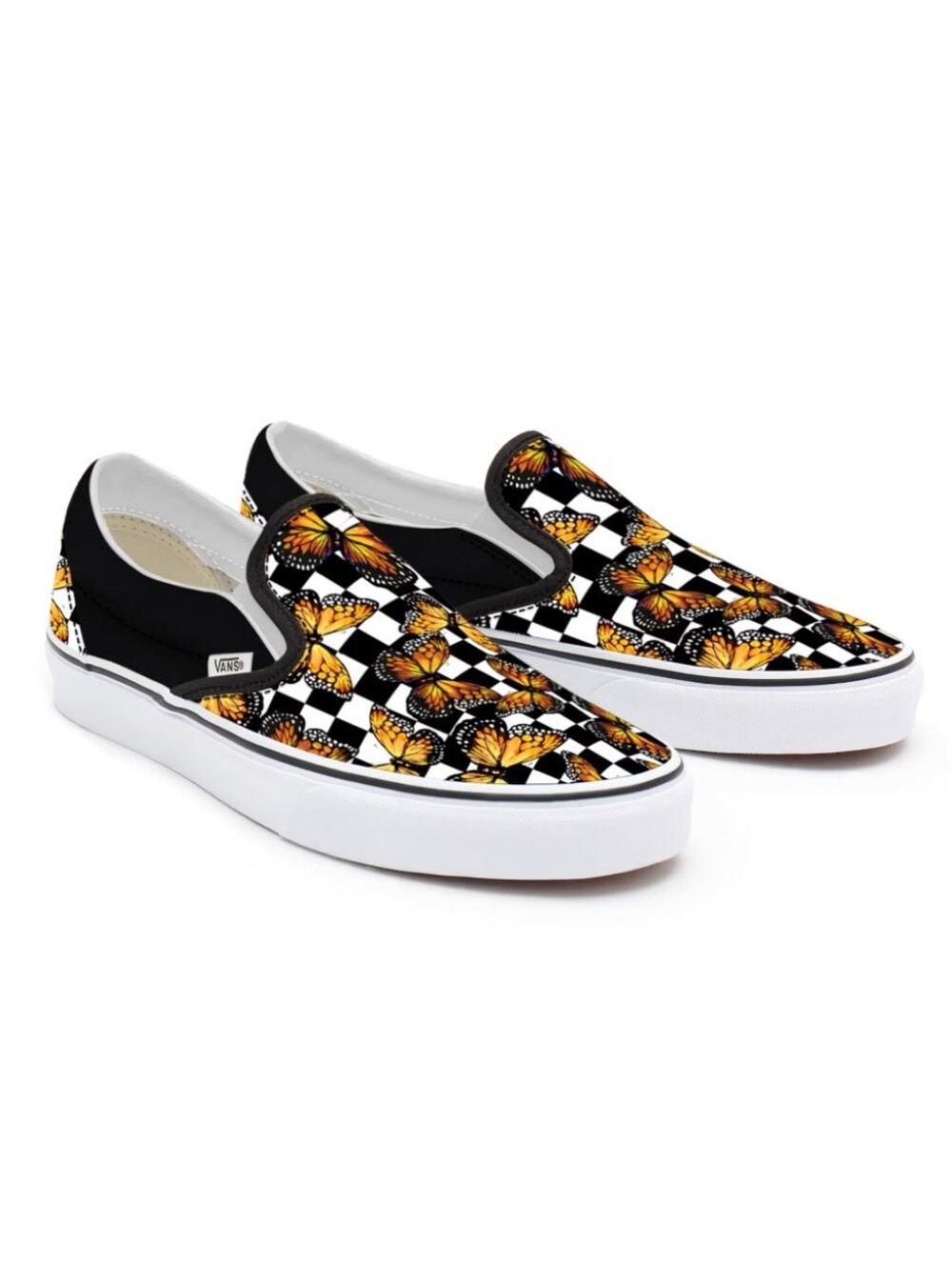 Vans Slip-On Sneakers in Monarch Butterfly Check Size 7.5